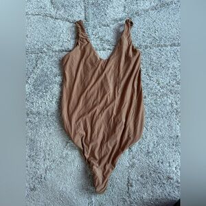 Aerie Smoothiez Tan Tank VNeck Bodysuit